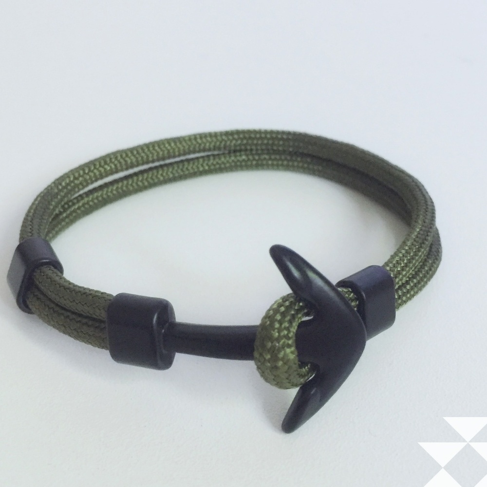 Olive Green Anchor Hook Adjustable Bracelet New